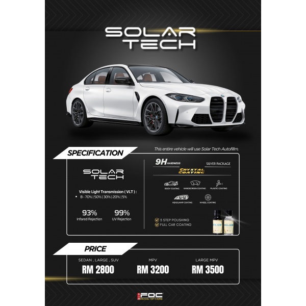 2 IN 1 SOLAR TECH B SERIES AUTOFILM + CRYSTAL SILVER COATING PACKAGE